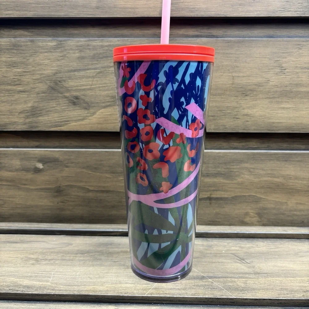 Starbucks 2021 Venti Valentine Heart Flowers Glitter 24oz‎ Tumbler Cup